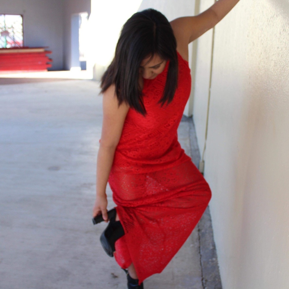 Red Romance Crochet Dress